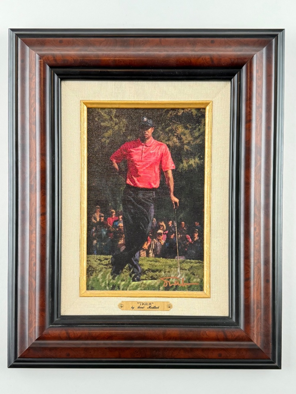 Signed Scott Medlock "Tiger" Woods, Giclee Canvas Print in Wood Frame